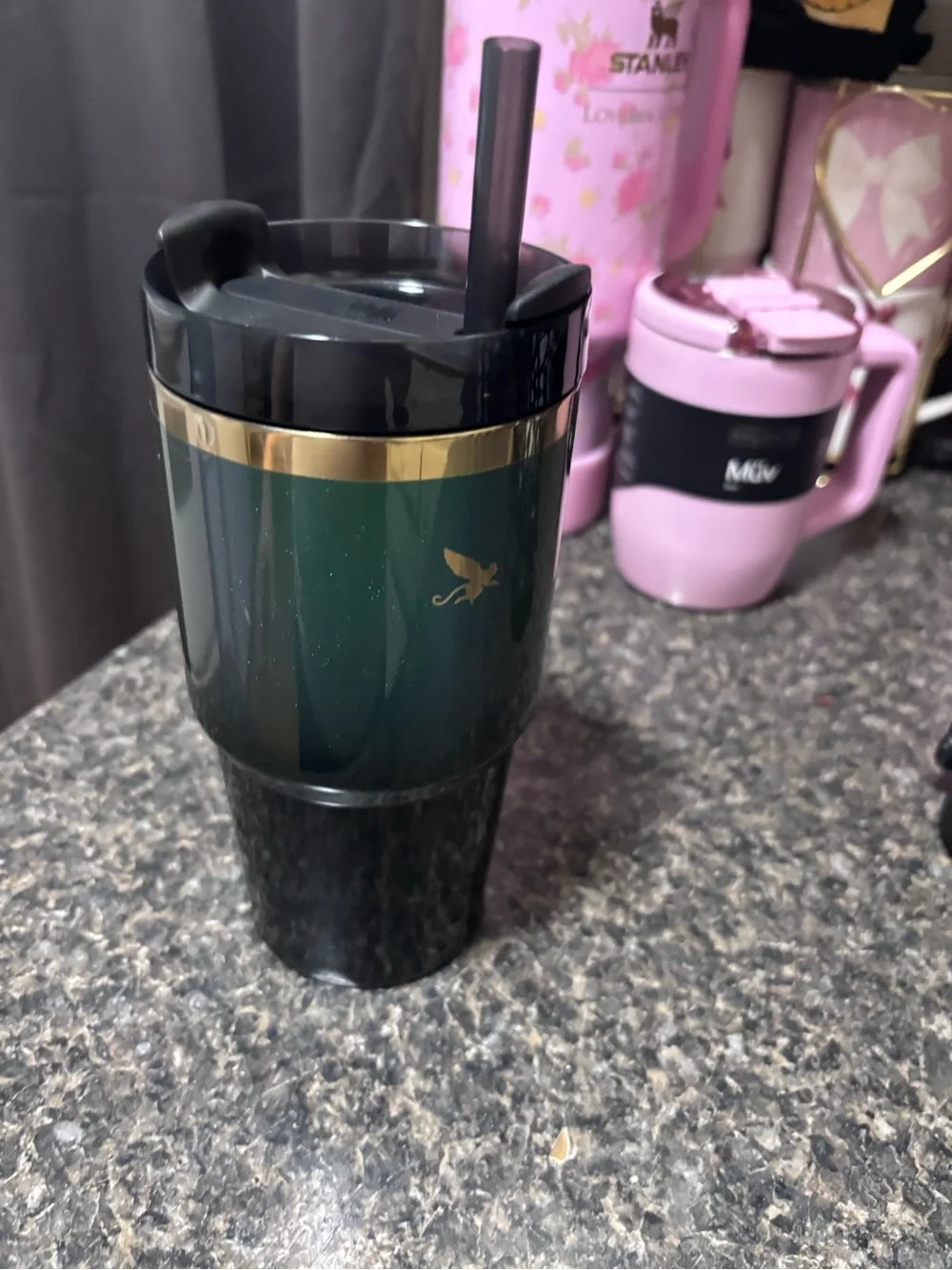 Stanley Green Metallic Tumbler with Gold Logo